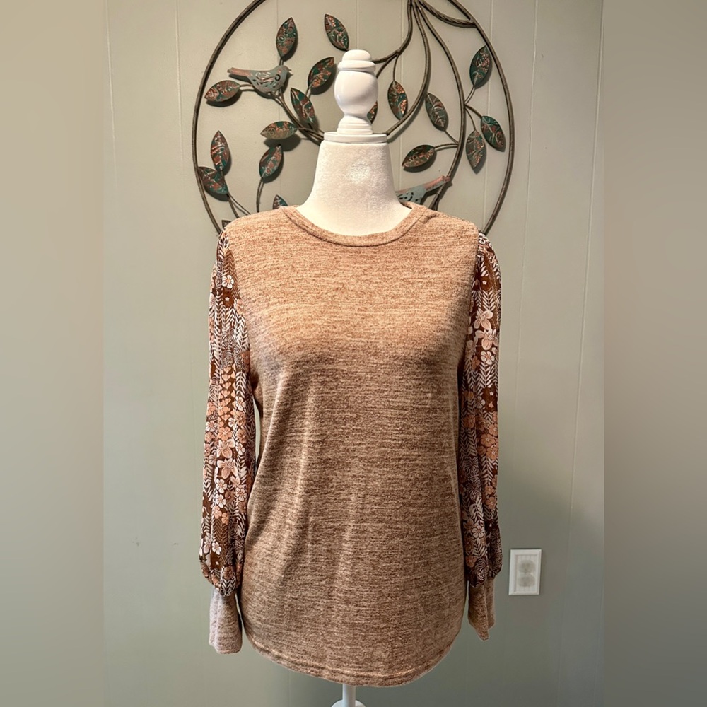 Super Soft Blouse with Sheer Sleeves